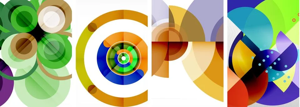 Set of circles geometric abstract posters. Abstract backgrounds for wallpaper Stock Illustration