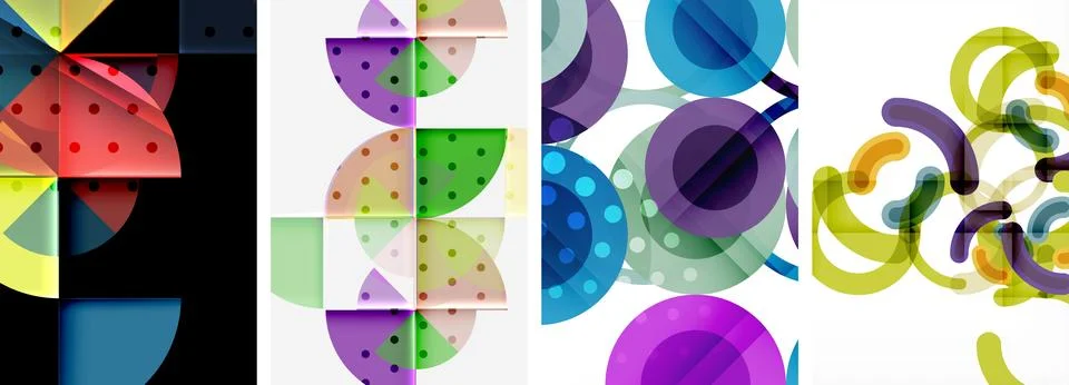Set of circles geometric abstract posters. Abstract backgrounds for wallpaper Stock Illustration