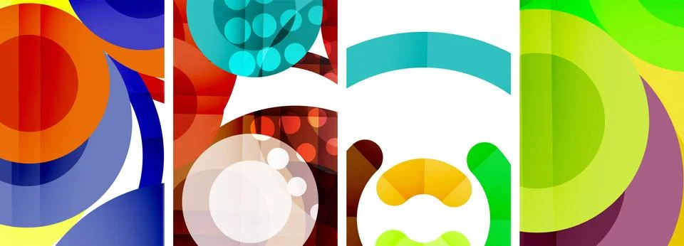 Set of circles geometric abstract posters. Abstract backgrounds for wallpaper Stock Illustration