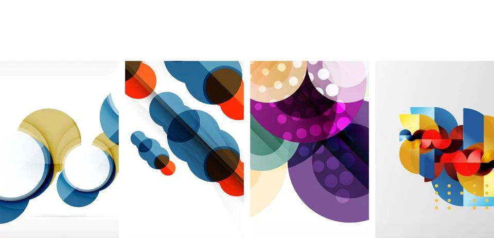 Set of circles geometric abstract posters. Abstract backgrounds for wallpaper Stock Illustration