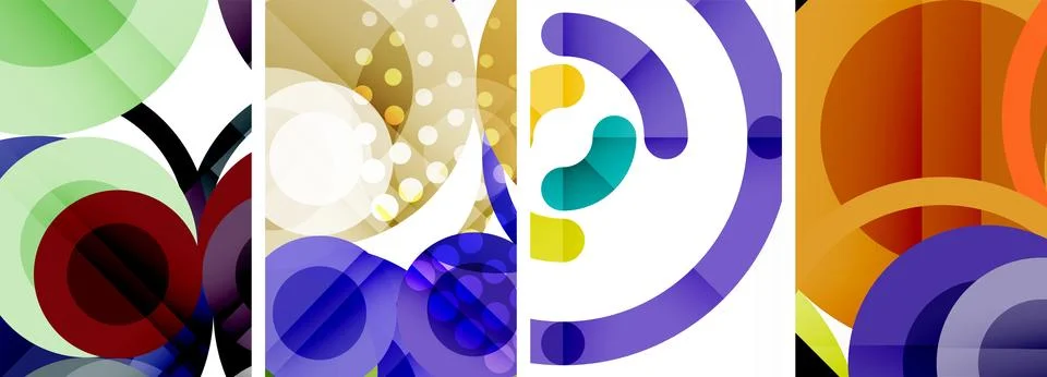 Set of circles geometric abstract posters. Abstract backgrounds for wallpaper Stock Illustration