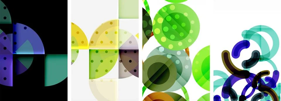 Set of circles geometric abstract posters. Abstract backgrounds for wallpaper Stock Illustration