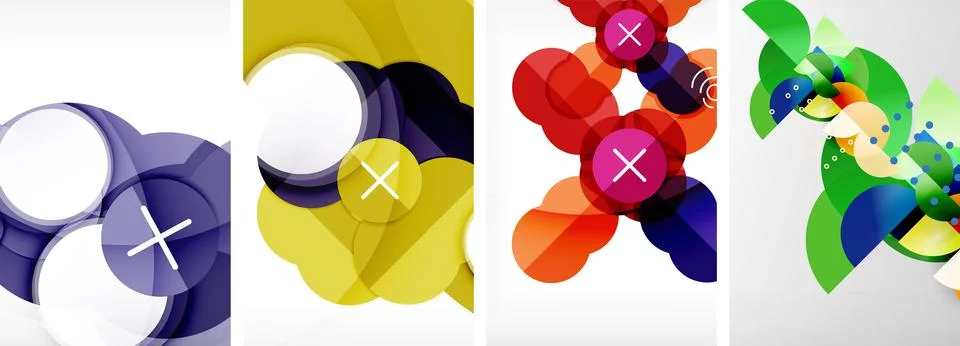 Set of circles geometric abstract posters. Abstract backgrounds for wallpaper Stock Illustration