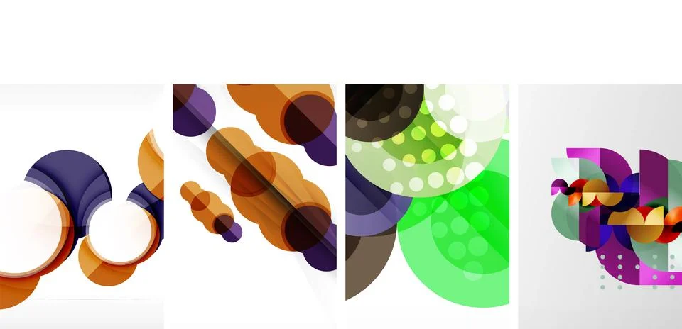 Set of circles geometric abstract posters. Abstract backgrounds for wallpaper Stock Illustration