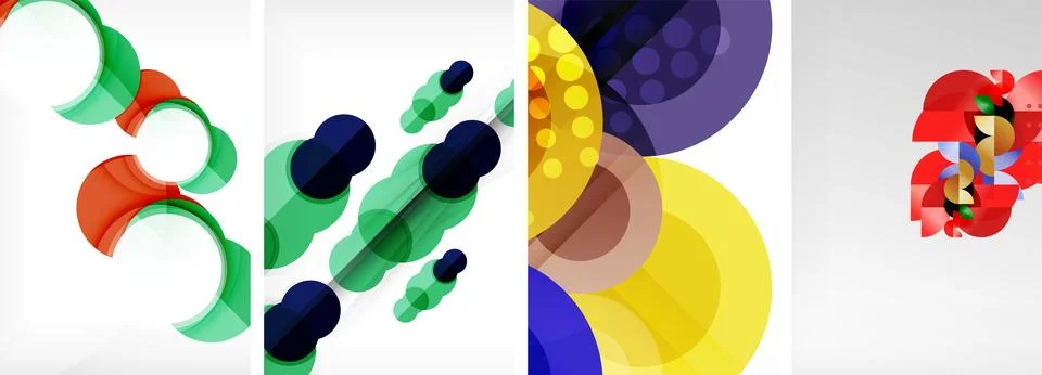 Set of circles geometric abstract posters. Abstract backgrounds for wallpaper Stock Illustration