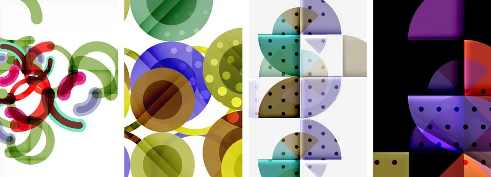 Set of circles geometric abstract posters. Abstract backgrounds for wallpaper Stock Illustration