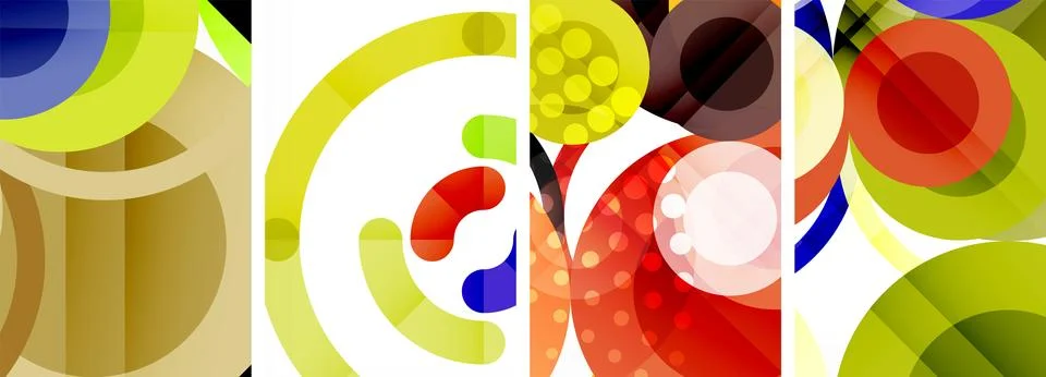 Set of circles geometric abstract posters. Abstract backgrounds for wallpaper Stock Illustration