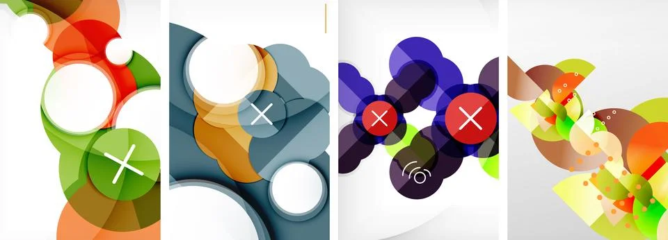Set of circles geometric abstract posters. Abstract backgrounds for wallpaper Stock Illustration