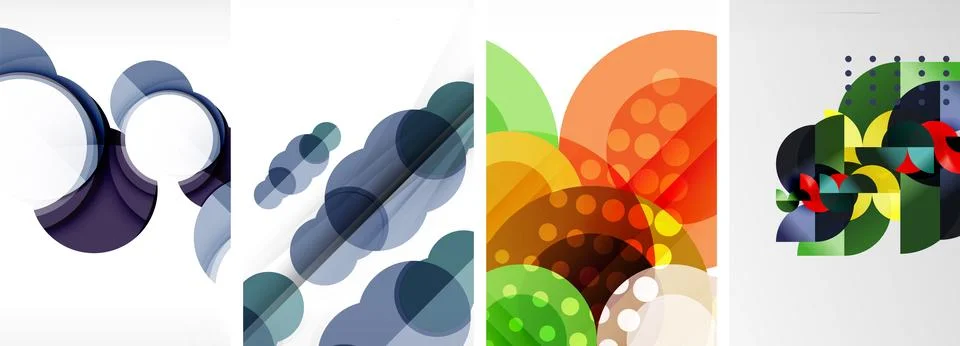 Set of circles geometric abstract posters. Abstract backgrounds for wallpaper Stock Illustration