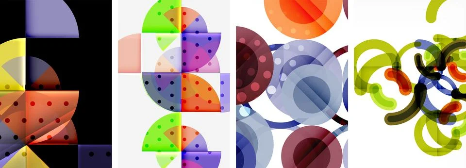 Set of circles geometric abstract posters. Abstract backgrounds for wallpaper Stock Illustration