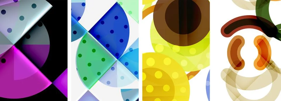 Set of circles geometric abstract posters. Abstract backgrounds for wallpaper Stock Illustration