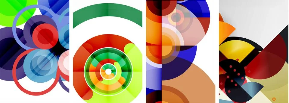 Set of circles geometric abstract posters. Abstract backgrounds for wallpaper Stock Illustration