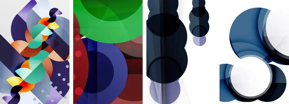 Set of circles geometric abstract posters. Abstract backgrounds for wallpaper Stock Illustration