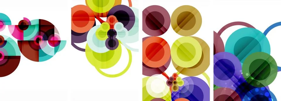 Set of circles geometric abstract posters. Abstract backgrounds for wallpaper Stock Illustration