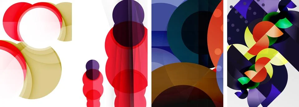 Set of circles geometric abstract posters. Abstract backgrounds for wallpaper Stock Illustration