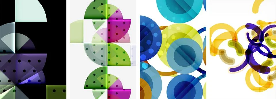 Set of circles geometric abstract posters. Abstract backgrounds for wallpaper Stock Illustration