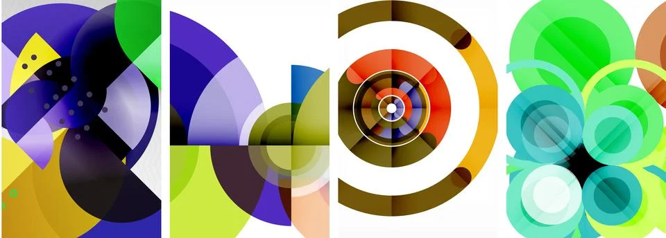 Set of circles geometric abstract posters. Abstract backgrounds for wallpaper Stock Illustration