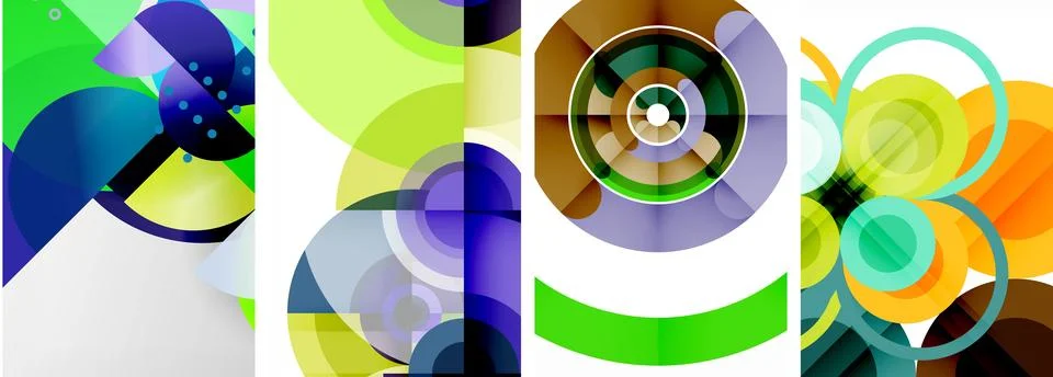 Set of circles geometric abstract posters. Abstract backgrounds for wallpaper Stock Illustration
