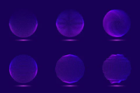 Set of circles sci-fi elements dots and lines particles on blue background te 스톡 일러스트