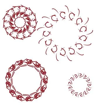 Set of circular and radial abstract design elements. Circular pattern. 스톡 일러스트