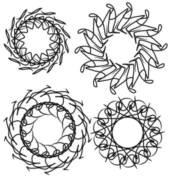Set of circular and radial abstract mandalas, Stock Illustration