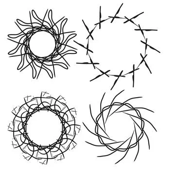 Set of circular and radial abstract design elements, frames. Circular pattern Illustrazione stock