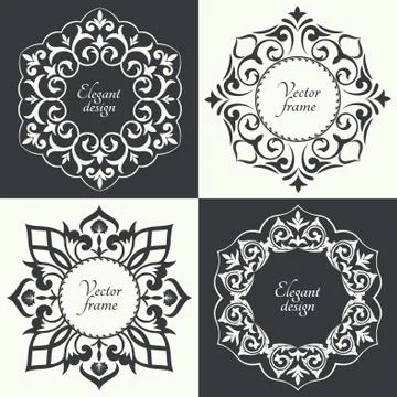 Set of circular baroque patterns Stock Illustration