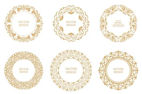 Set of circular baroque patterns Stockillustratie