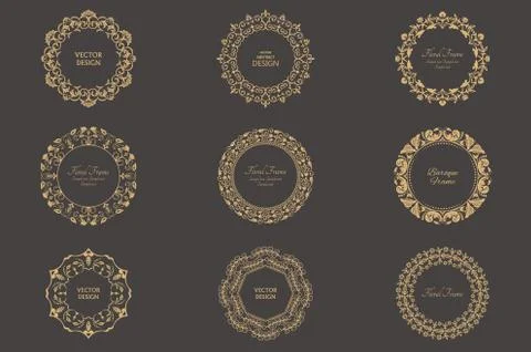 Set of circular baroque patterns Stockillustratie