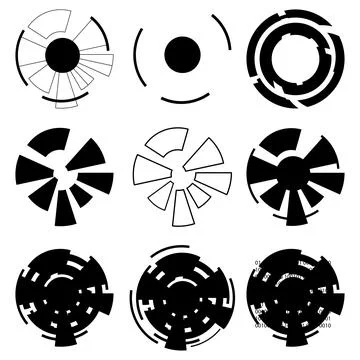 Set of circular cliparts or digital eyes silhouettes isolated on white Illustrazione stock