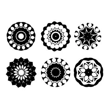 Set of circular design elements. Mandala patterns. Vector illustration. Illustrazione stock