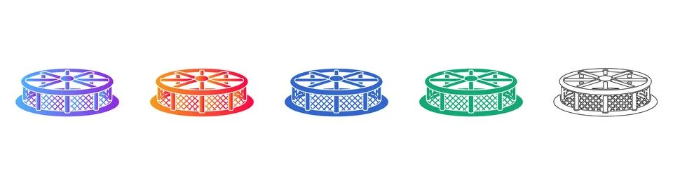 Set of Circular Fishing Nets in Gradient and Line Art Styles Illustrazione stock