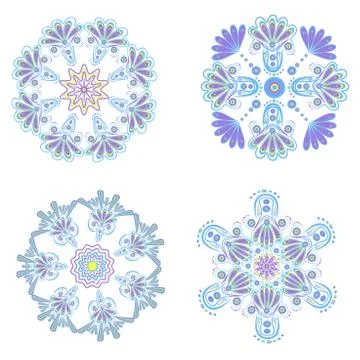 Set circular floral ornaments patterns Stock Illustration