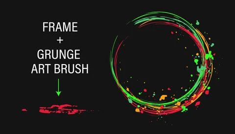 Set of circular frame, grunge art brush Stock Illustration