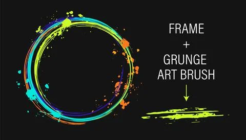 Set of circular frame, grunge art brush Stock Illustration