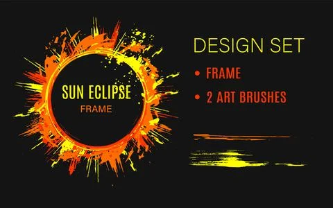 Set of circular frame, grunge art brushes Illustrazione stock