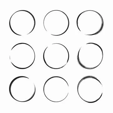 Set of circular frames. Collection hand drawn round shape. Sketch of circul.. Stock Illustration