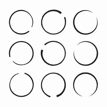 Set of circular frames. Collection hand drawn round shape. Sketch of circul.. Stock Illustration