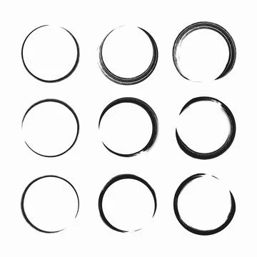 Set of circular frames. Collection hand drawn round shape. Sketch of circul.. Stock Illustration