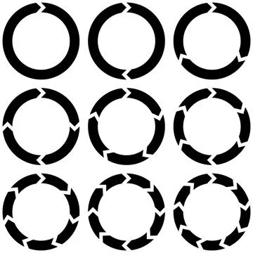 Set circular infographics with arrows, vector round arrows motion continuity Stock Illustration