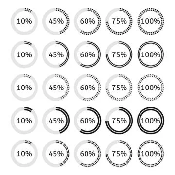 Set of circular load bar, vector illustration. Stock Illustration