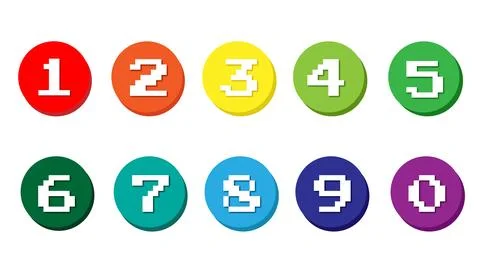 Set of circular number bullet point from zero to nine, colorful numbers Stock Illustration