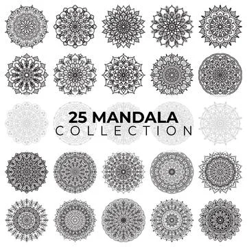 Set Circular pattern mandala art decoration elements Stock Illustration