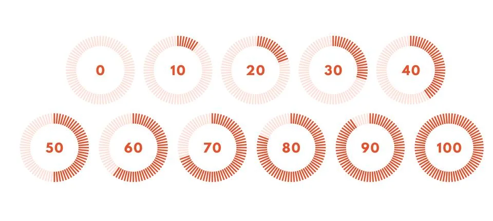 Set of circular progress bar. Timer icon with ten percent interval. Downloa.. Stock Illustration