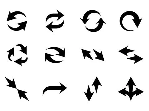 Set of Circular Refresh and Directional Arrows Stock Illustration
