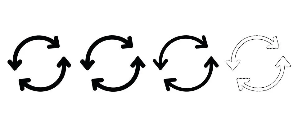 Set of Circular Refresh Arrows Icons  Recycle Sync Loop Symbol Collection Stock Illustration