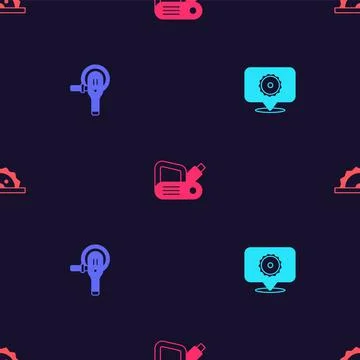 Set Circular saw blade, Angle grinder, Electric planer tool and circular on Stock Illustration