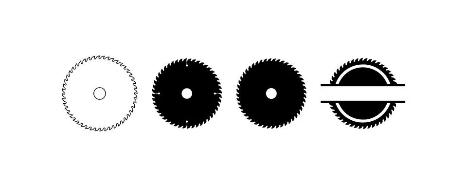 Set of Circular Saw Blade. Vector icon. Stock Illustration