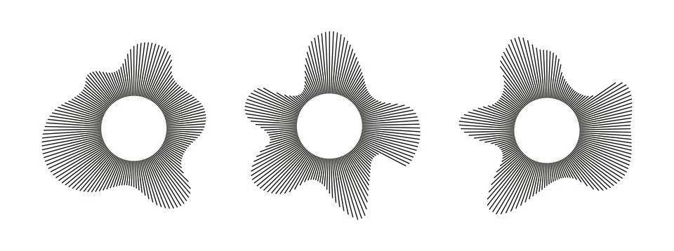 Set of circular wave. Sound circle lines. Radial frame. Sound ring. Wavy Stock Illustration
