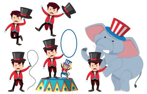 Set of circus cartoon character Illustrazione stock